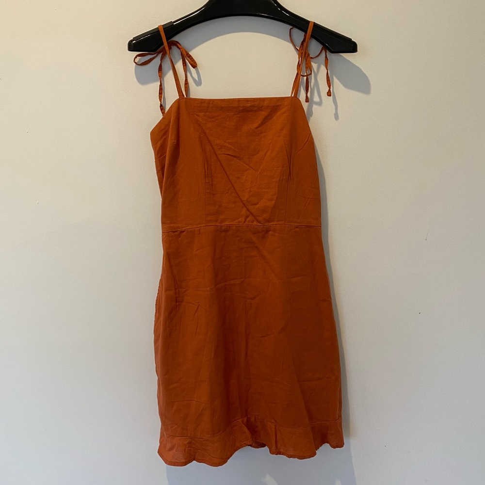 Abercrombie Rust Orange Linen Feel Summer Dress